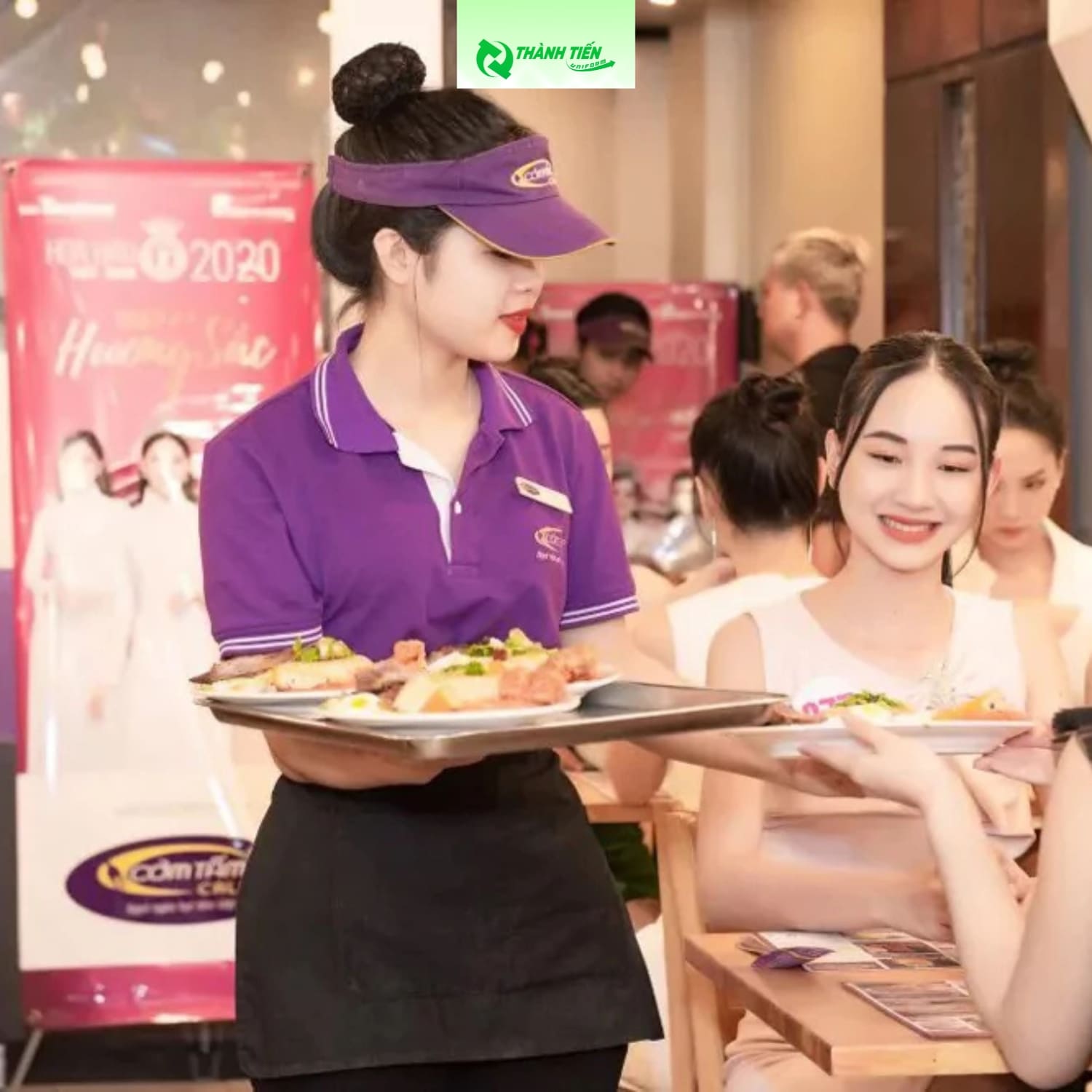 Áo đồng phục nhân viên quán cơm màu tím