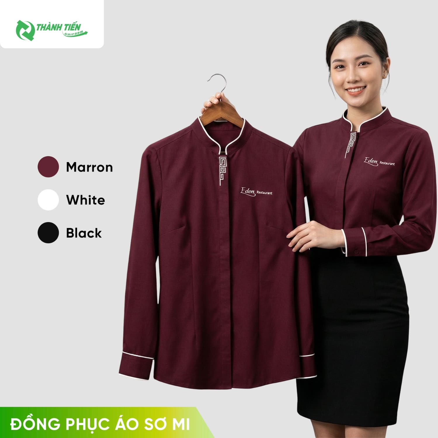 Mẫu áo sơ mi nữ cổ trụ