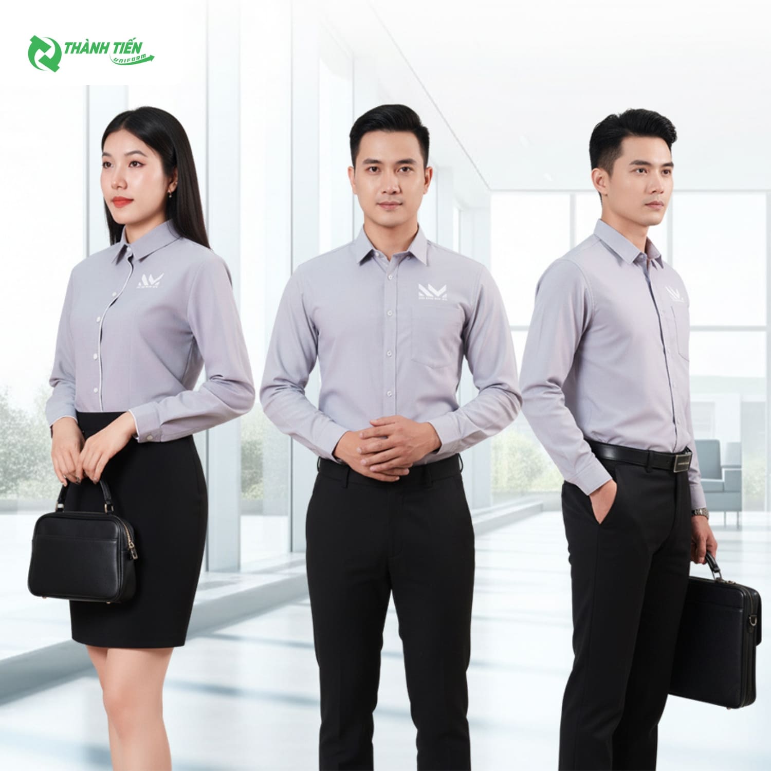 Mẫu đồng phục áo sơ mi chuyên nghiệp cho nhân viên bán hàng