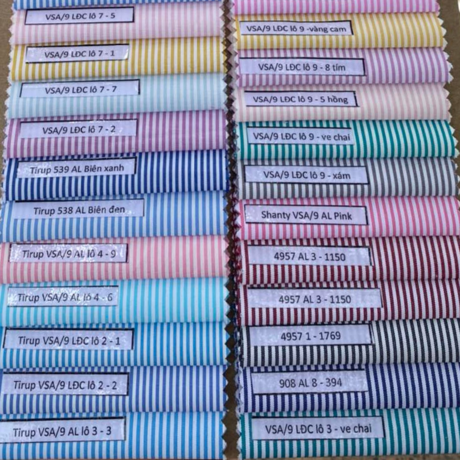 Bảng màu vải may áo sơ mi đồng phục tại Đồng Phục Thành Tiến