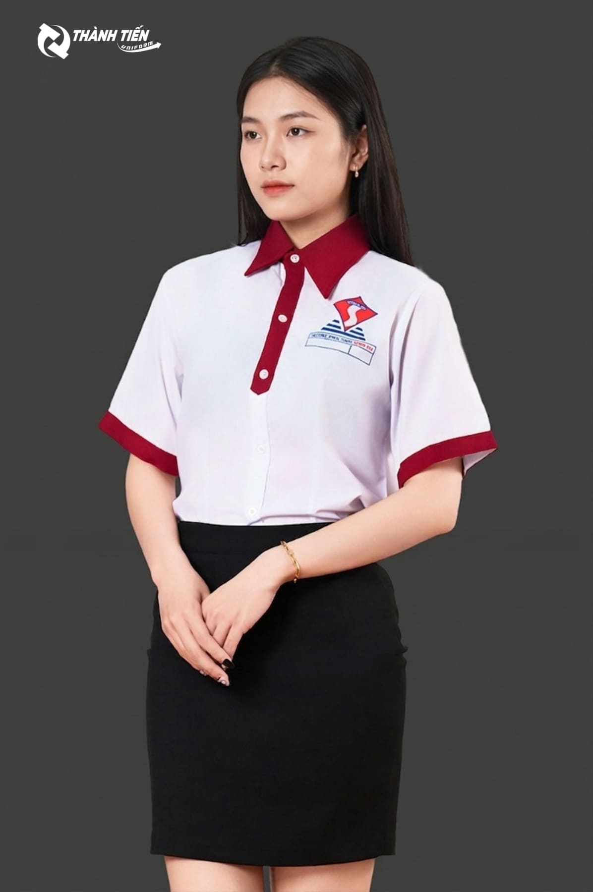 Áo sơ mi nữ tay lỡ phối viền 