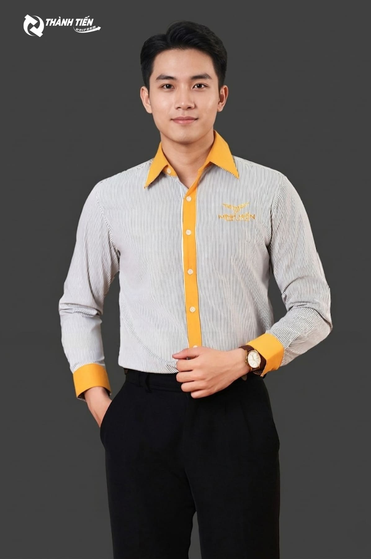 Mẫu áo sơ mi đồng phục nam tay dài