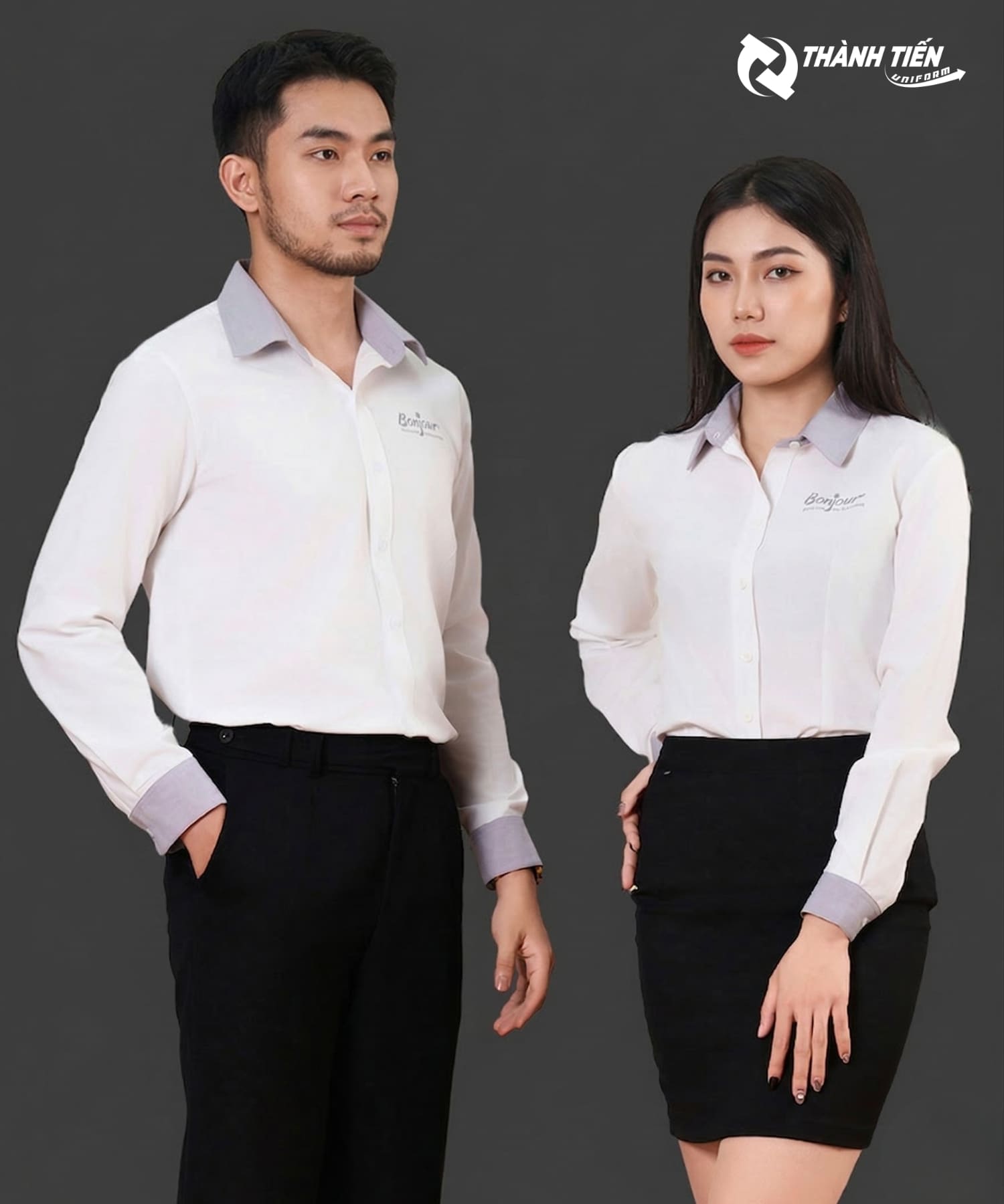 Mẫu áo sơ mi đồng phục tay dài cao cấp