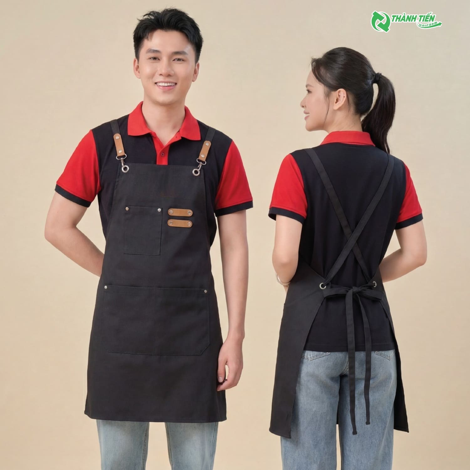 Mẫu tạp dề bếp màu đen đẹp