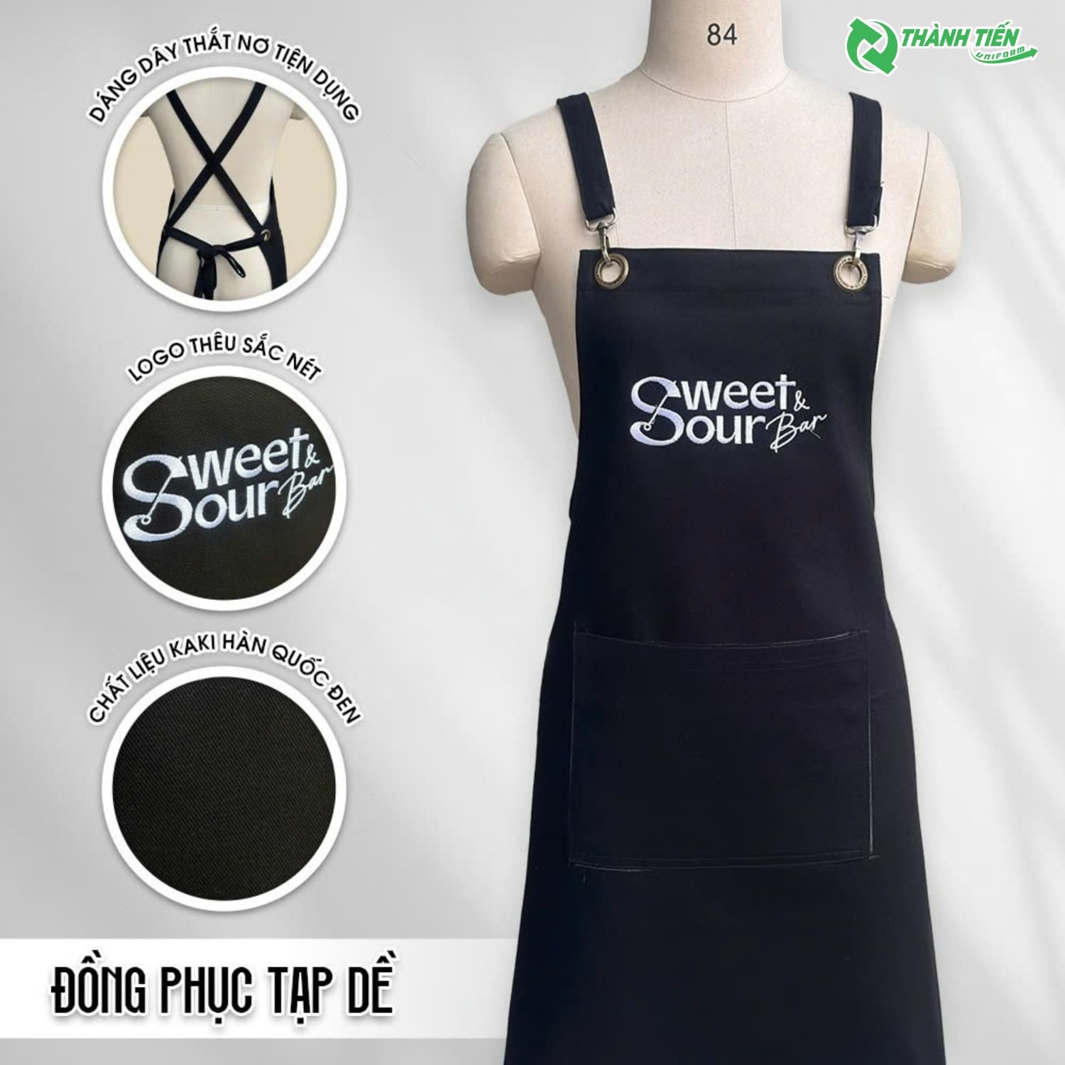 Tạp Dề Nhà Bếp Màu Đen Chống Nước