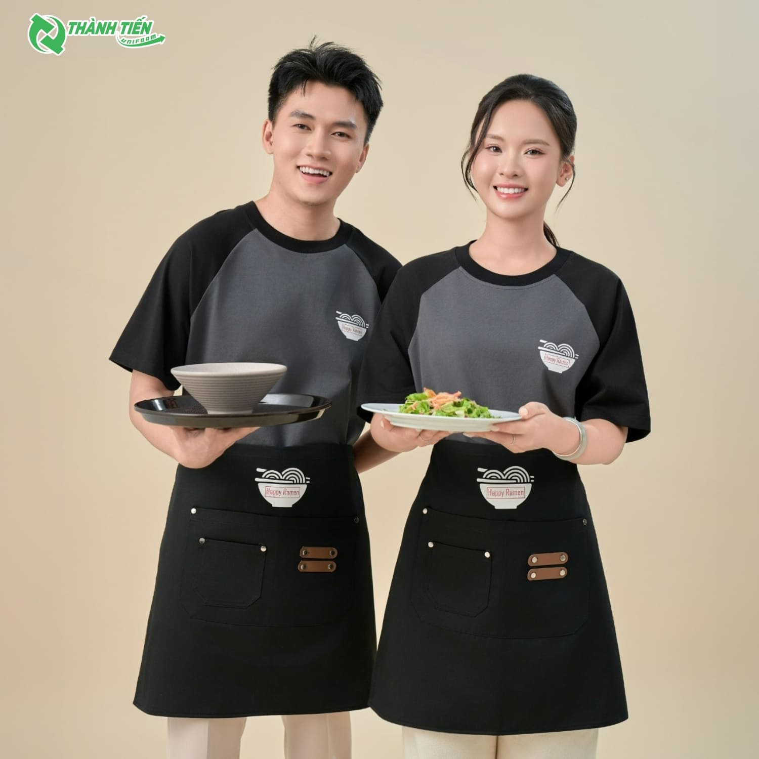 Mẫu tạp dề nửa người bếp màu đen