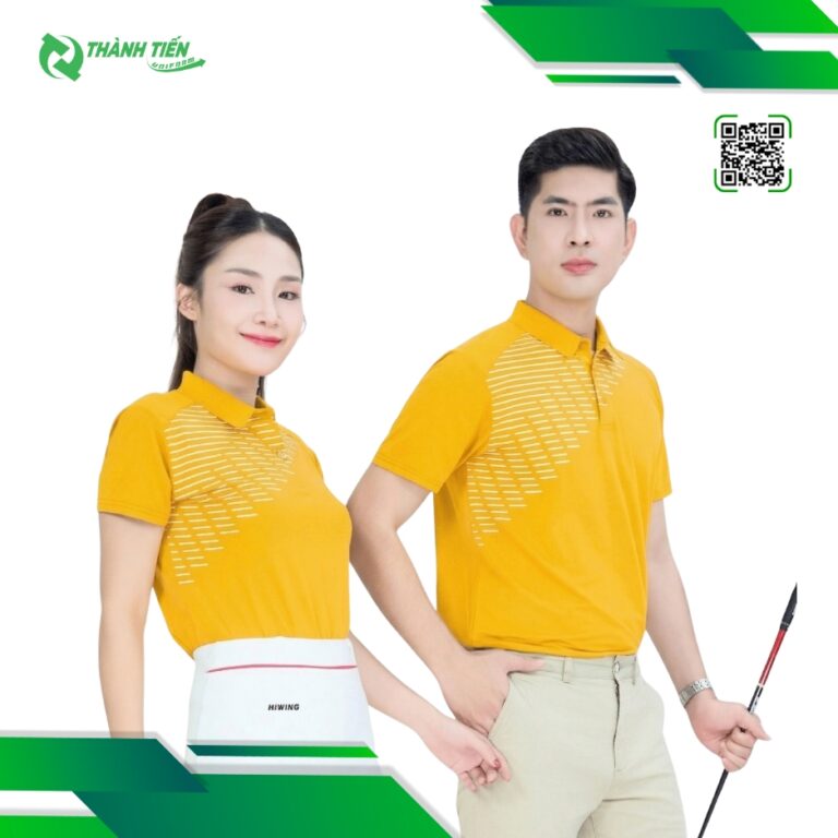 Mẫu áo polo đồng phục chơi gofl màu vàng