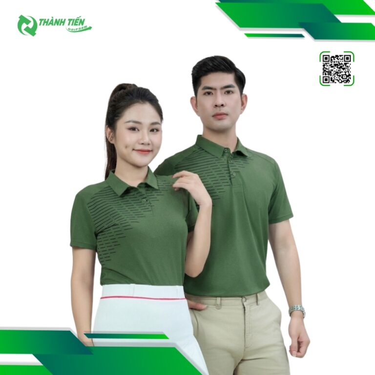 Mẫu áo polo đồng phục chơi gofl màu xanh rêu