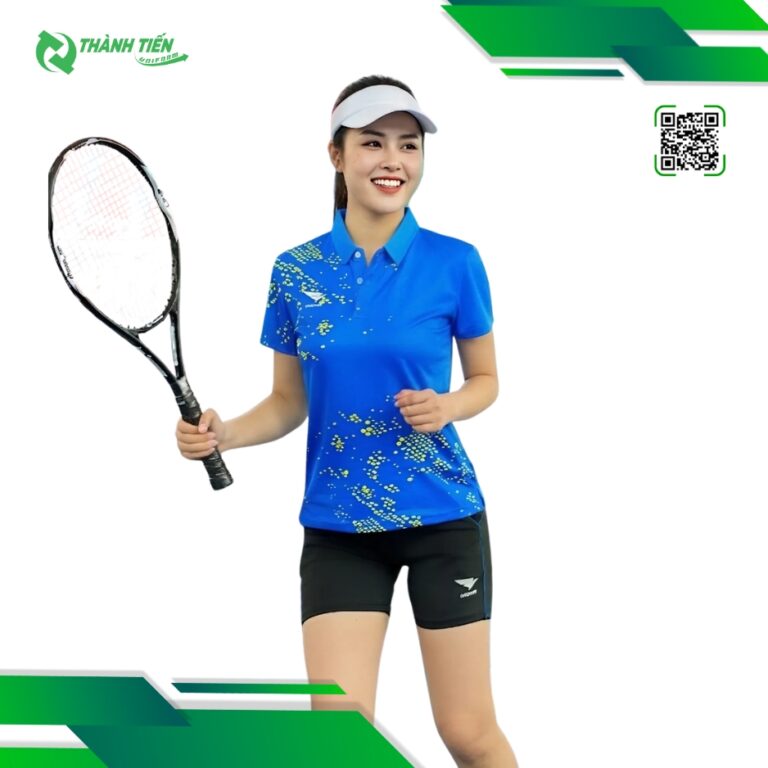Mẫu áo đồng phục đánh tennis màu xanh