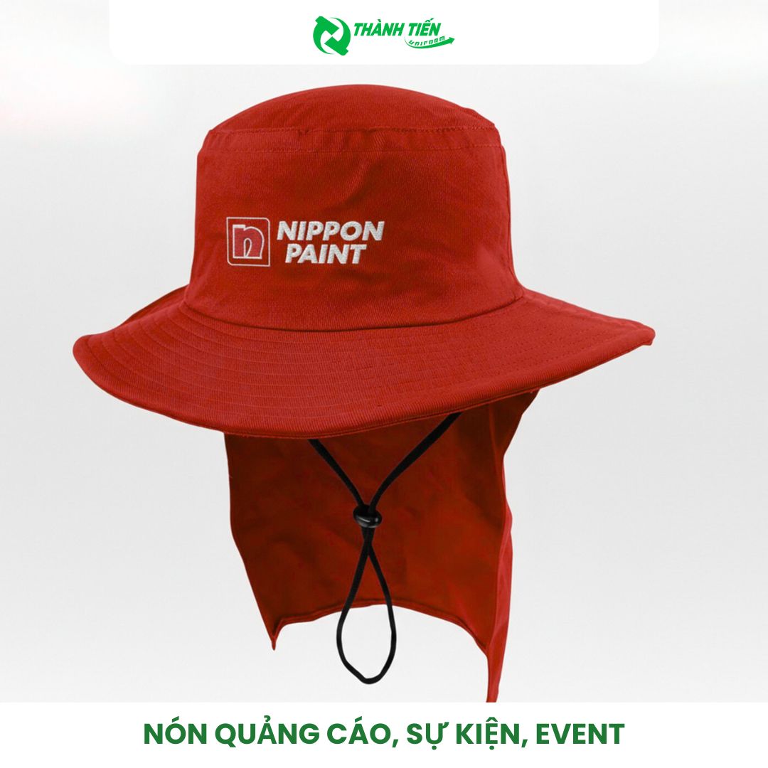 Mẫu nón tai bèo quảng cáo màu đỏ thêu logo