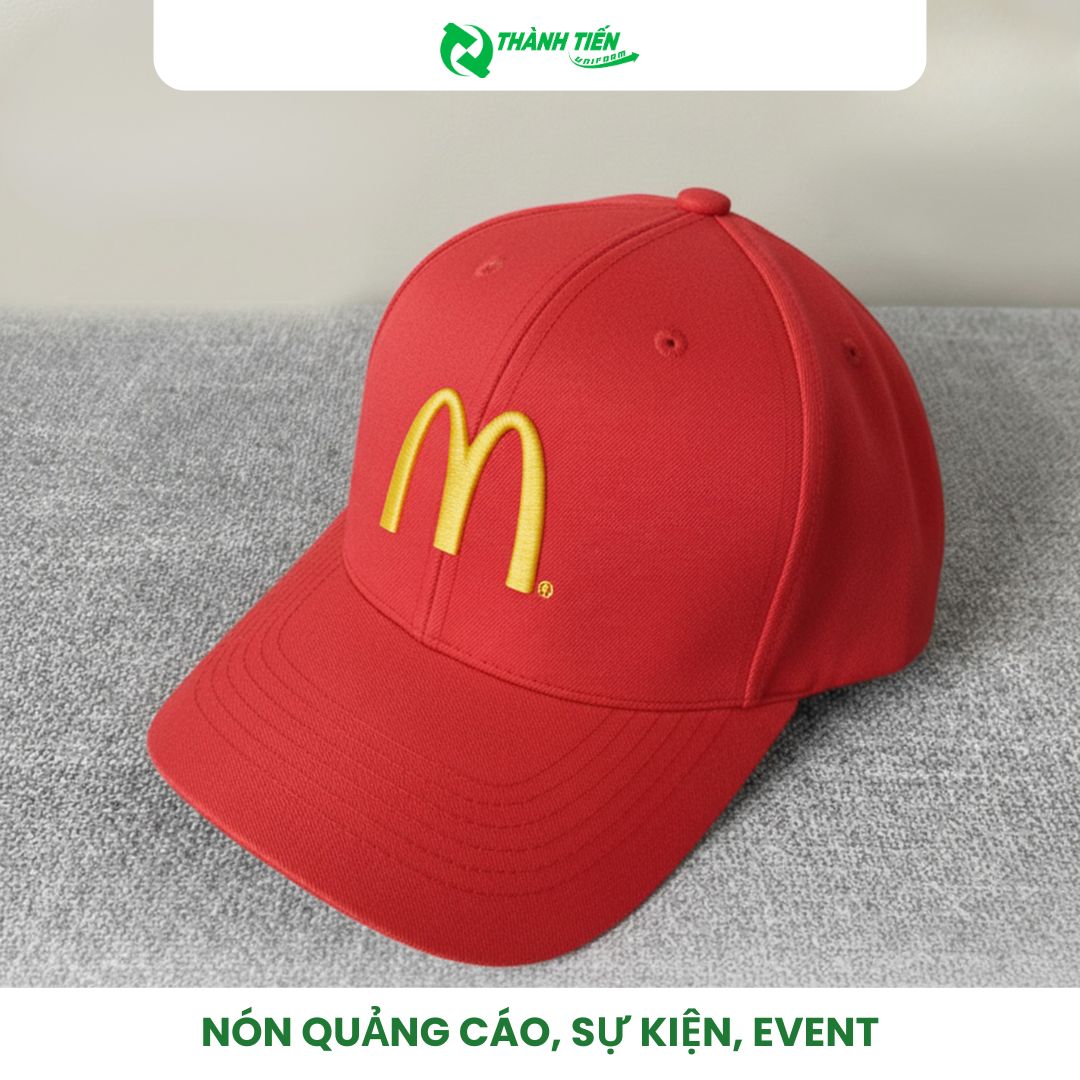 Mẫu nón lưỡi trai quảng cáo sự kiện màu đỏ nổi bật