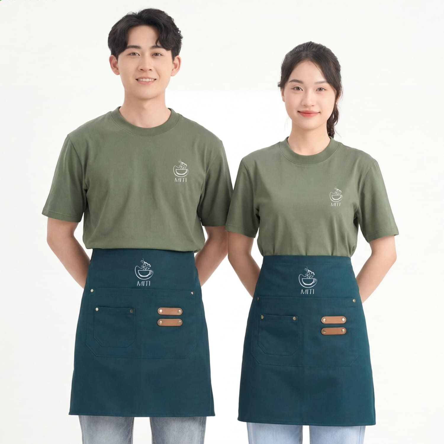 Mẫu tạp dề ngang hông cho nhân viên phục vụ