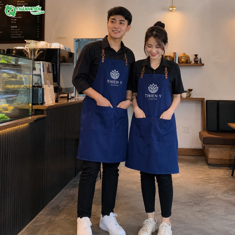 Mẫu tạp dề quán cafe đẹp dành cho nhân viên phục vụ.