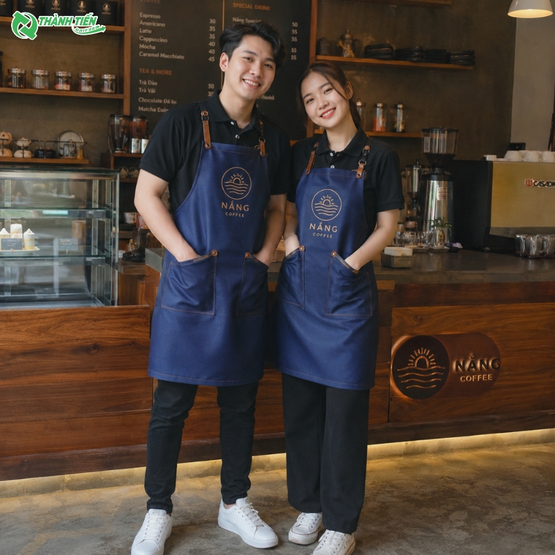 Mẫu tạp dề nhân viên cafe cao cấp dành cho quán sang trọng.