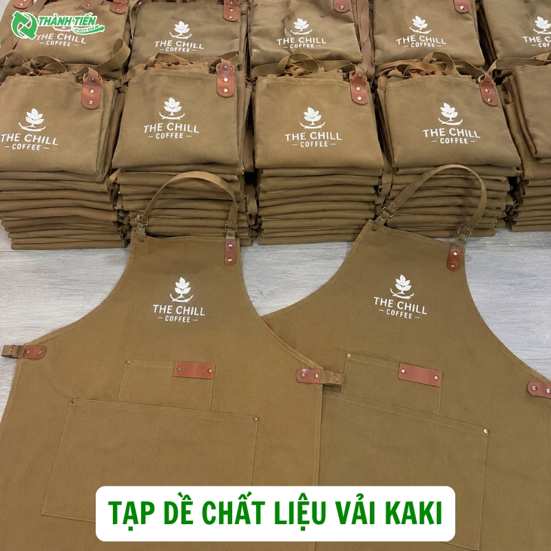 Tạp dề quán cafe vải kaki bền đẹp, dễ vệ sinh