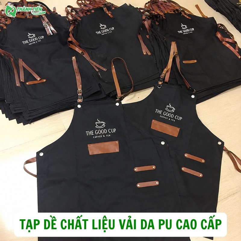 Tạp dề quán cafe chất liệu PU cao cấp, bền đẹp, dễ vệ sinh