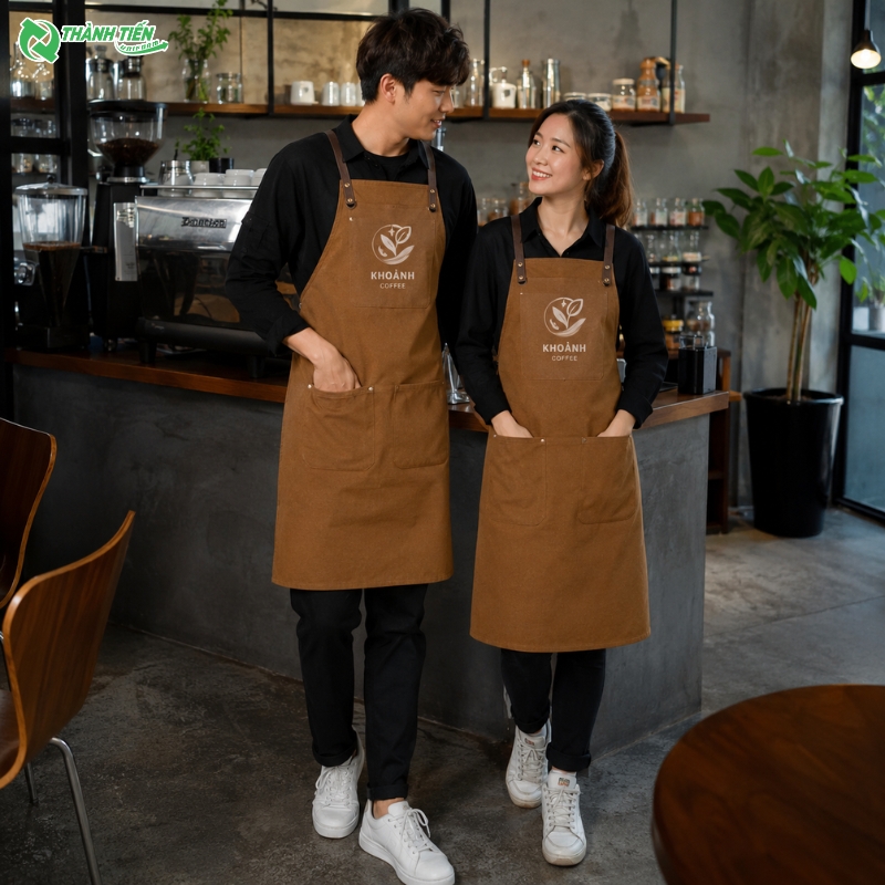 Mẫu tạp dề coffee phong cách trẻ trung, năng động.