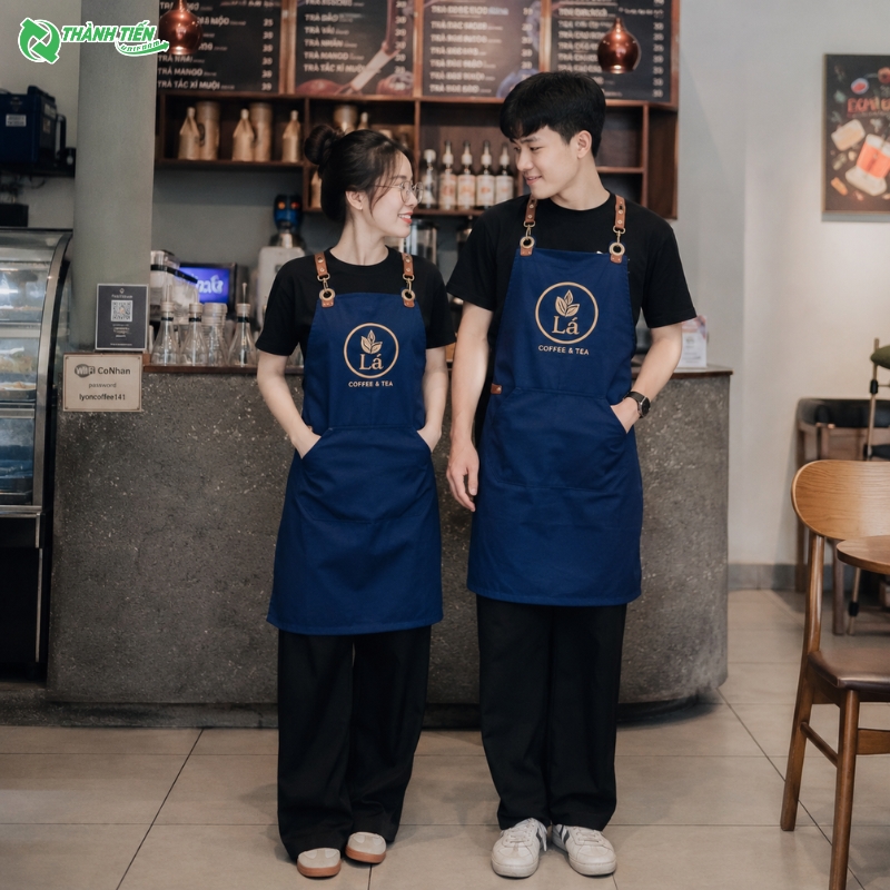 Tạp dề quán cà phê đẹp giúp tạo ấn tượng với khách hàng.