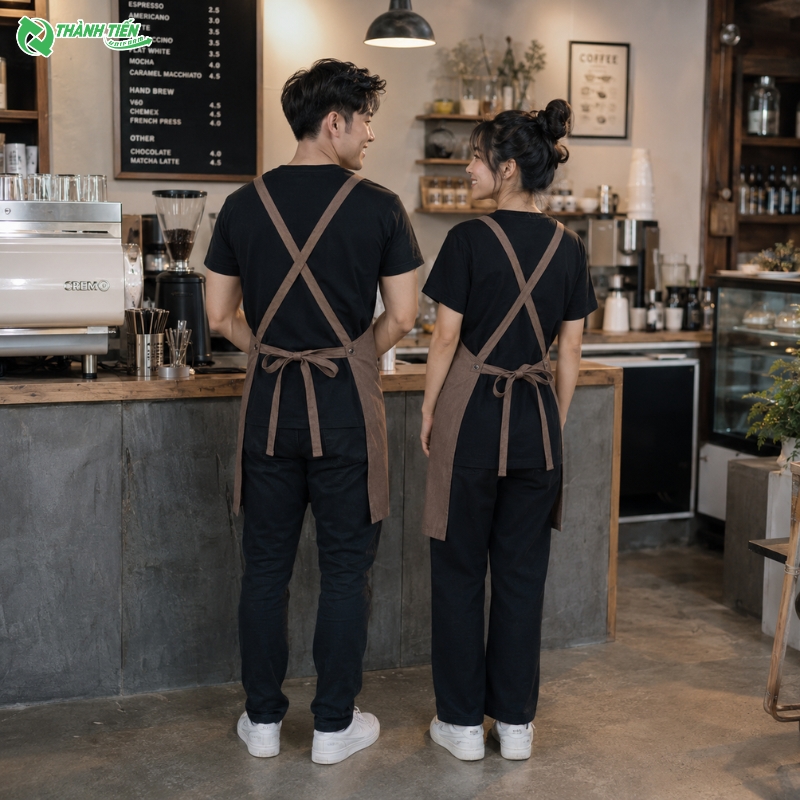 Tạp dề coffee dây chéo mang lại cảm giác thoải mái