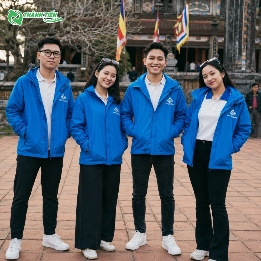 Mẫu áo khoác gió đồng phục cho nhân viên công ty du lịch xứ lạnh