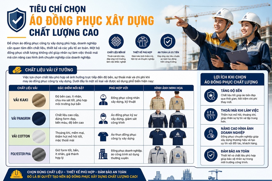 Chất liệu vải may đồng phục công ty xây dựng phổ biến 