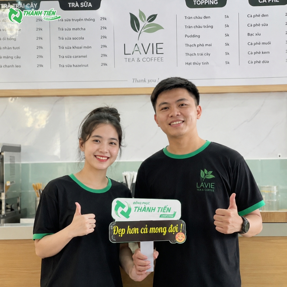 Feedback khách hàng mẫu áo thun quán Lavie tea & coffee