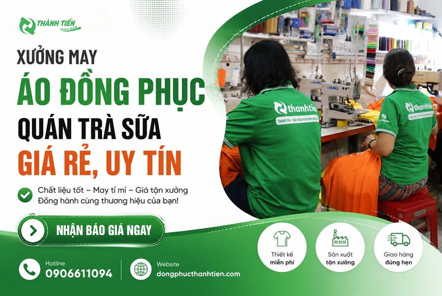 Địa chỉ nhận may áo đồng phục quán trà sữa thiết kế theo yêu cầu giá rẻ 