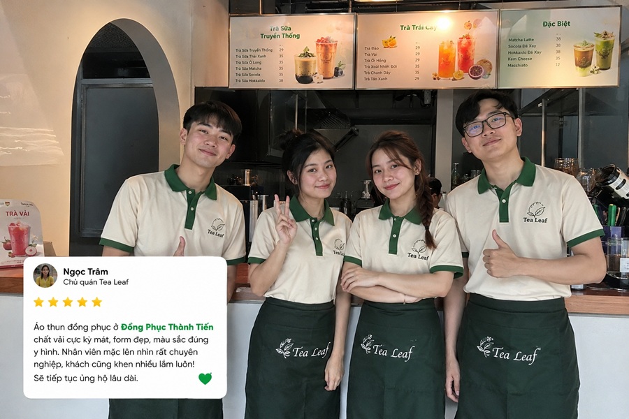 Feedback khách hàng mẫu áo thun quán Tea Leaf