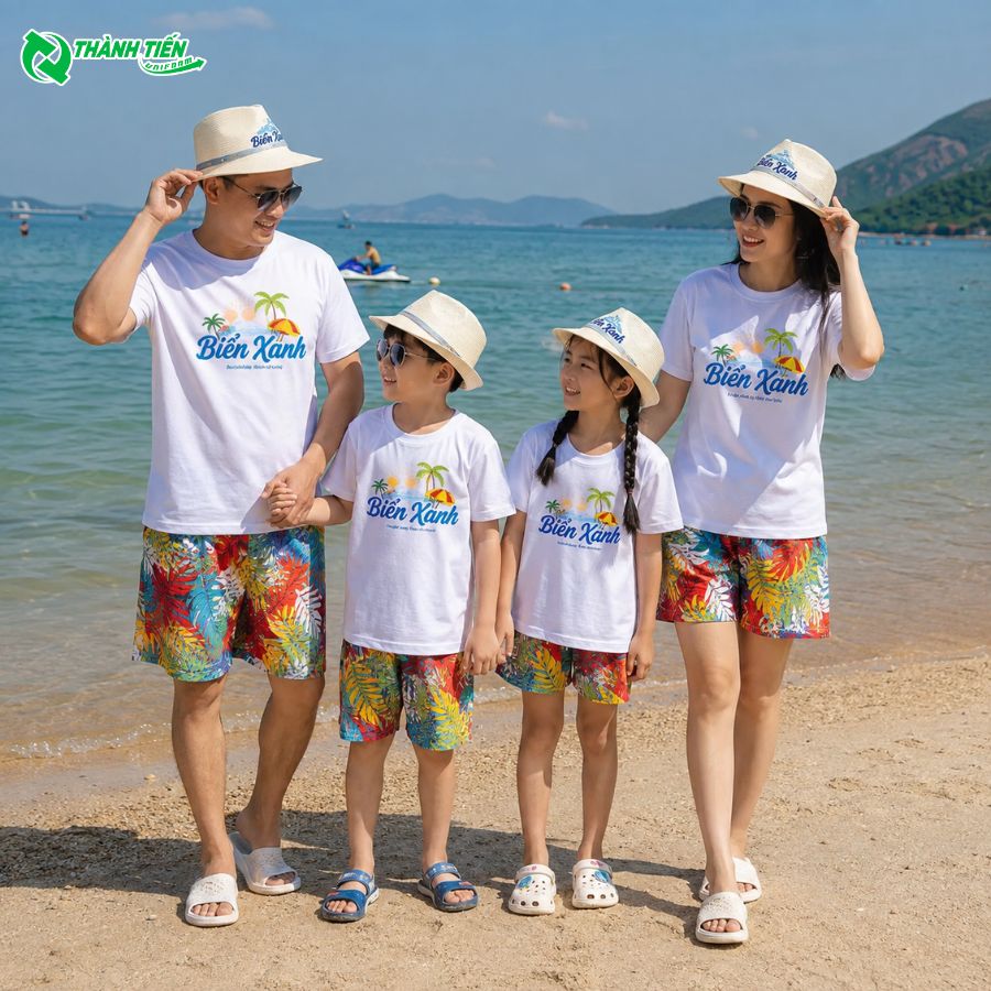 Mẫu áo thun đi biển cho gia đình 