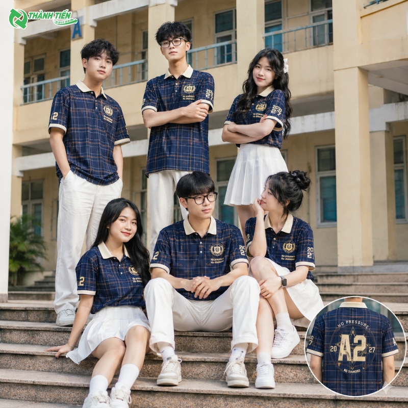Áo Lớp Có Cổ Polo Tartan phong cách áo lớp sáng tạo