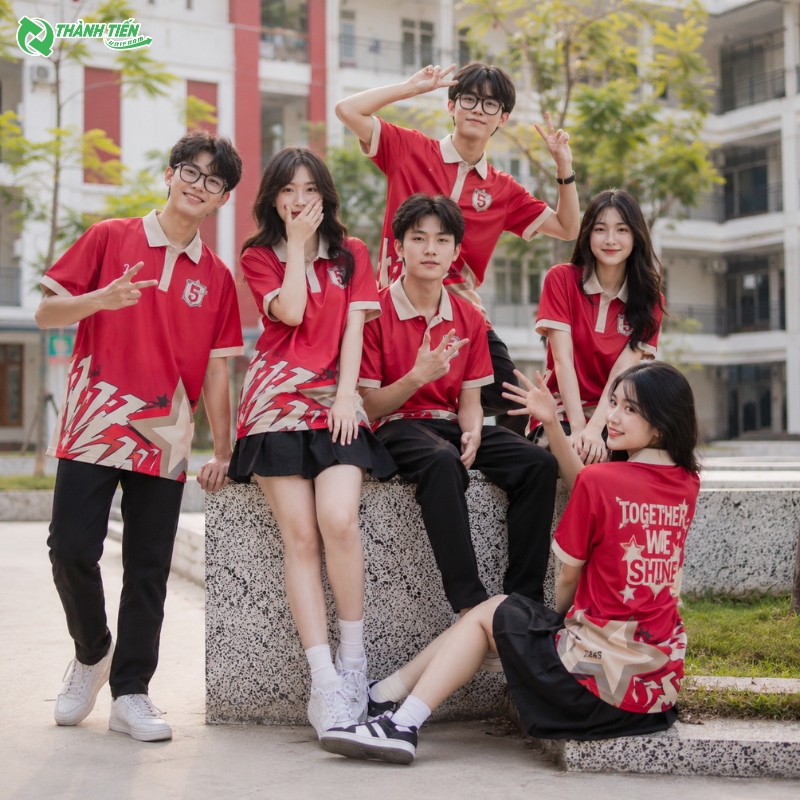 Áo polo đồng phục lớp phối màu nổi bật, giúp tập thể tạo dấu ấn riêng trong mọi hoạt động