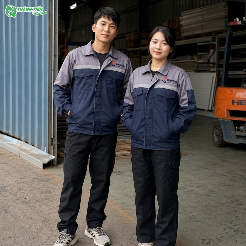 Áo khoác đồng phục nhà máy mang đến hình ảnh chuyên nghiệp và đồng bộ cho doanh nghiệp