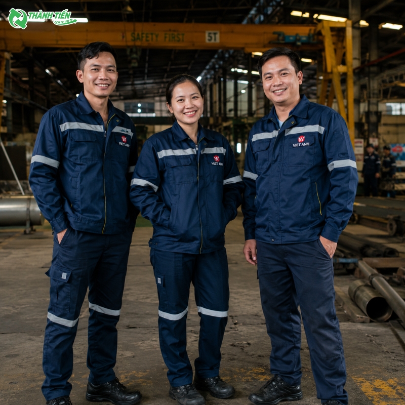 Mẫu áo khoác công nhân chống bụi phù hợp cho nhà máy, xưởng sản xuất và công trình