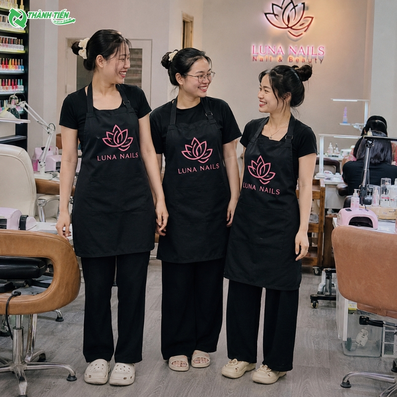 In logo lên tạp dề số lượng ít với hình in bền màu, sắc nét và chuyên nghiệp.