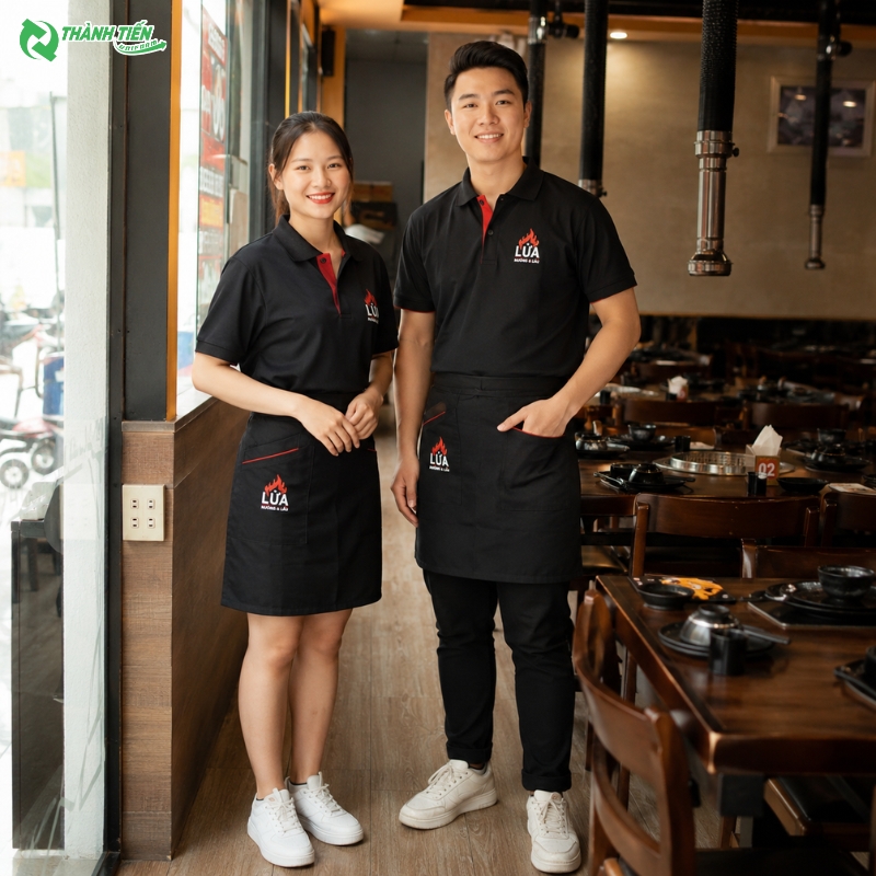 Tạp dề ngắn phục vụ bàn gọn gàng và năng động