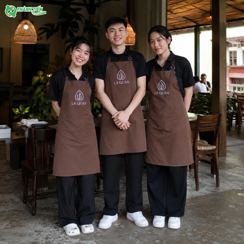 Tạp dề đồng phục nhà hàng giúp nâng cao hình ảnh thương hiệu.