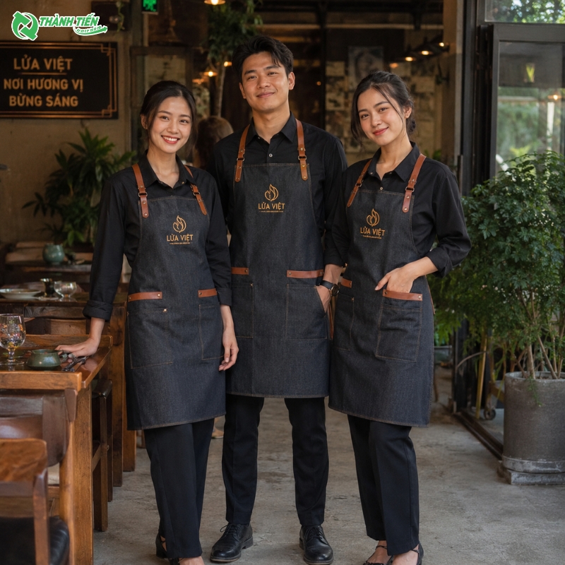 Tạp dề phối da cao cấp tạo điểm nhấn sang trọng