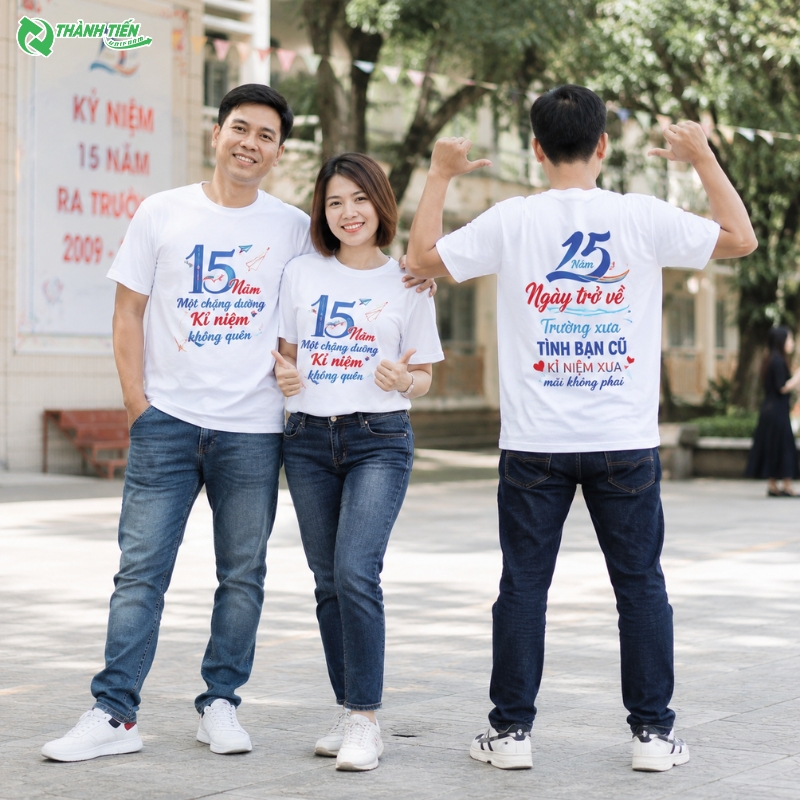 Mẫu áo thun cổ tròn họp lớp 15 năm đẹp cho tập thể lớp