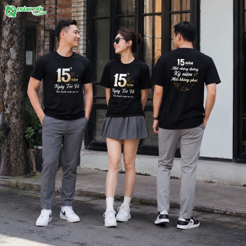 Mẫu áo đồng phục họp lớp 15 năm màu đen cá tính