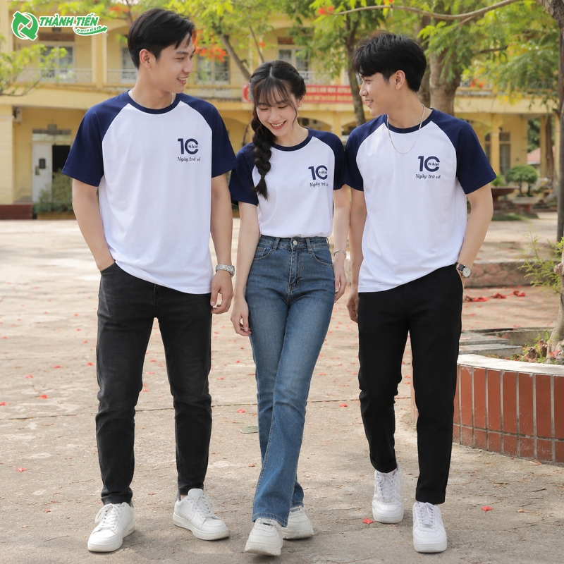 Mẫu áo đồng phục kỷ niệm 10 năm ra trường cổ tròn trẻ trung 