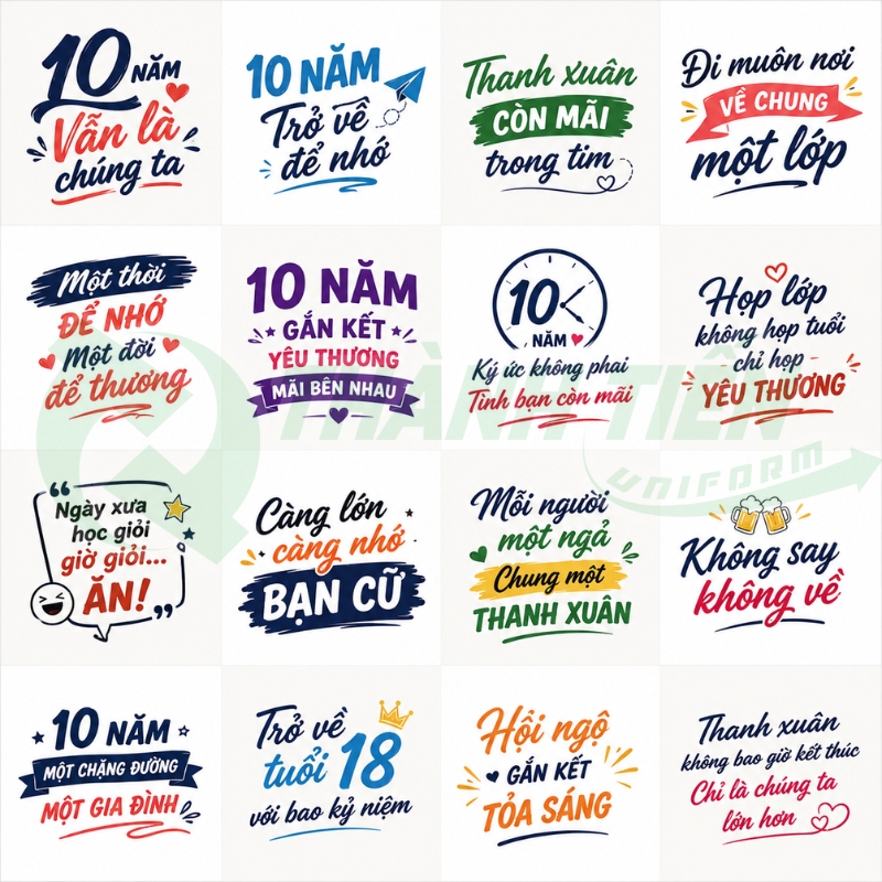 Một số mẫu slogan 20 năm họp lớp hay và ý nghĩa in trên áo thun
