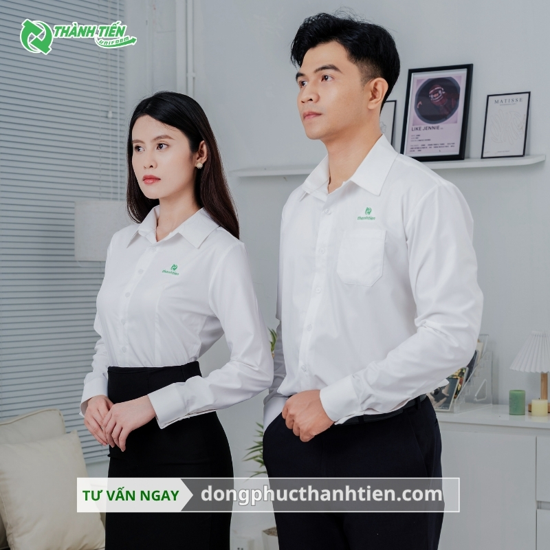 mẫu áo sơ mi đồng phục công ty đẹp màu trắng