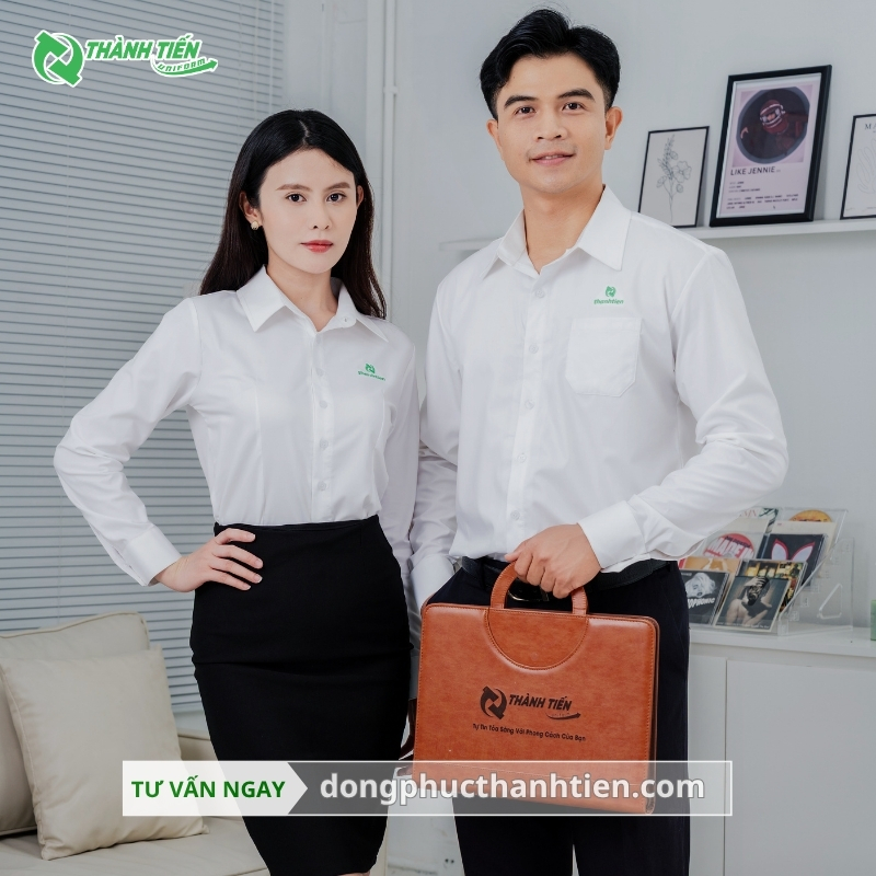 Mẫu áo sơ mi trắng đồng phục công sở chuyên nghiệp