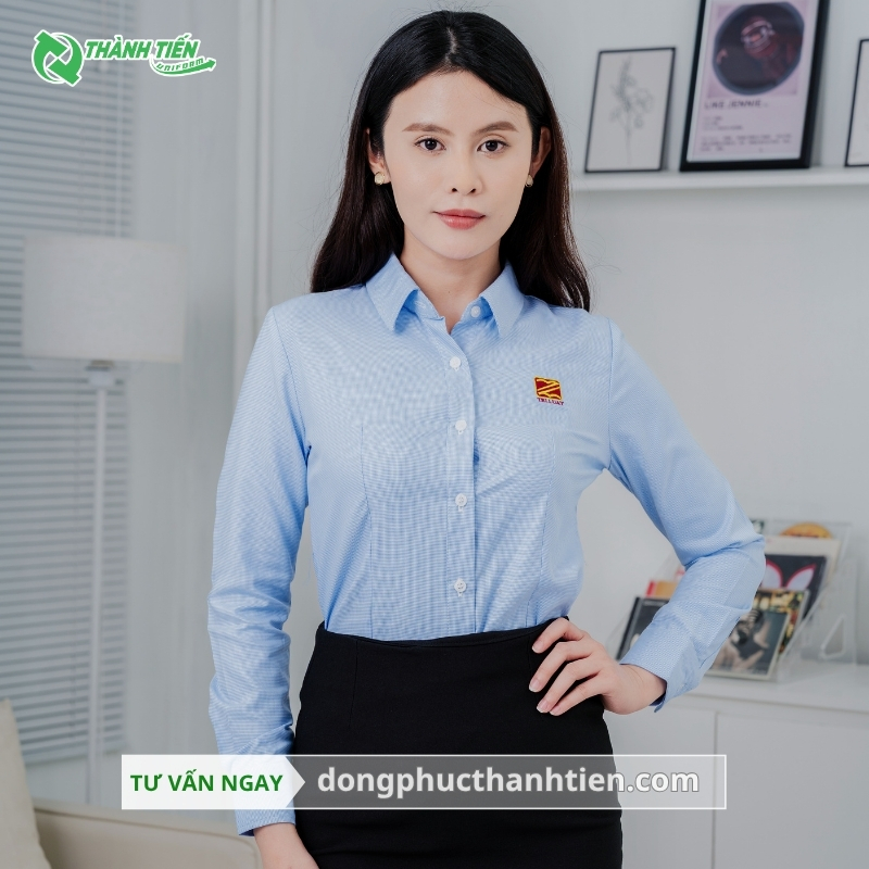 Mẫu áo sơ mi đồng phục cổ đức truyền thống 
