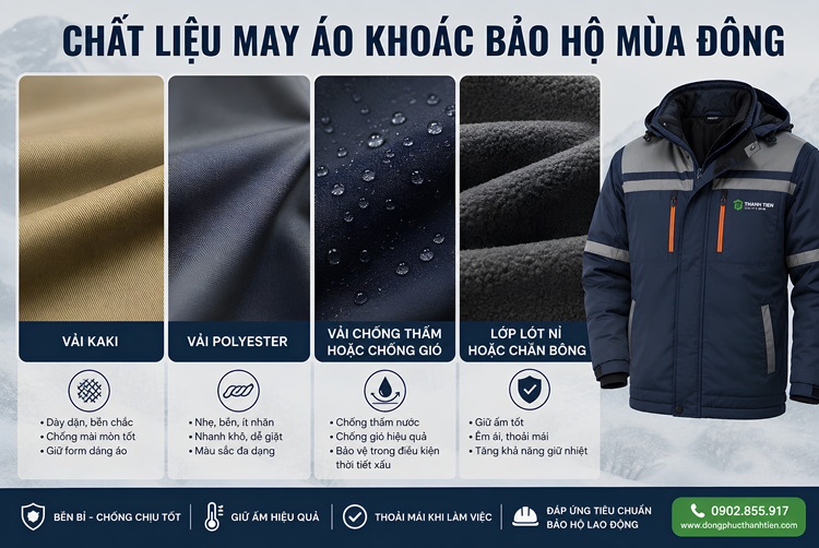 Chất liệu vải may áo khoác đồng phục bảo hộ