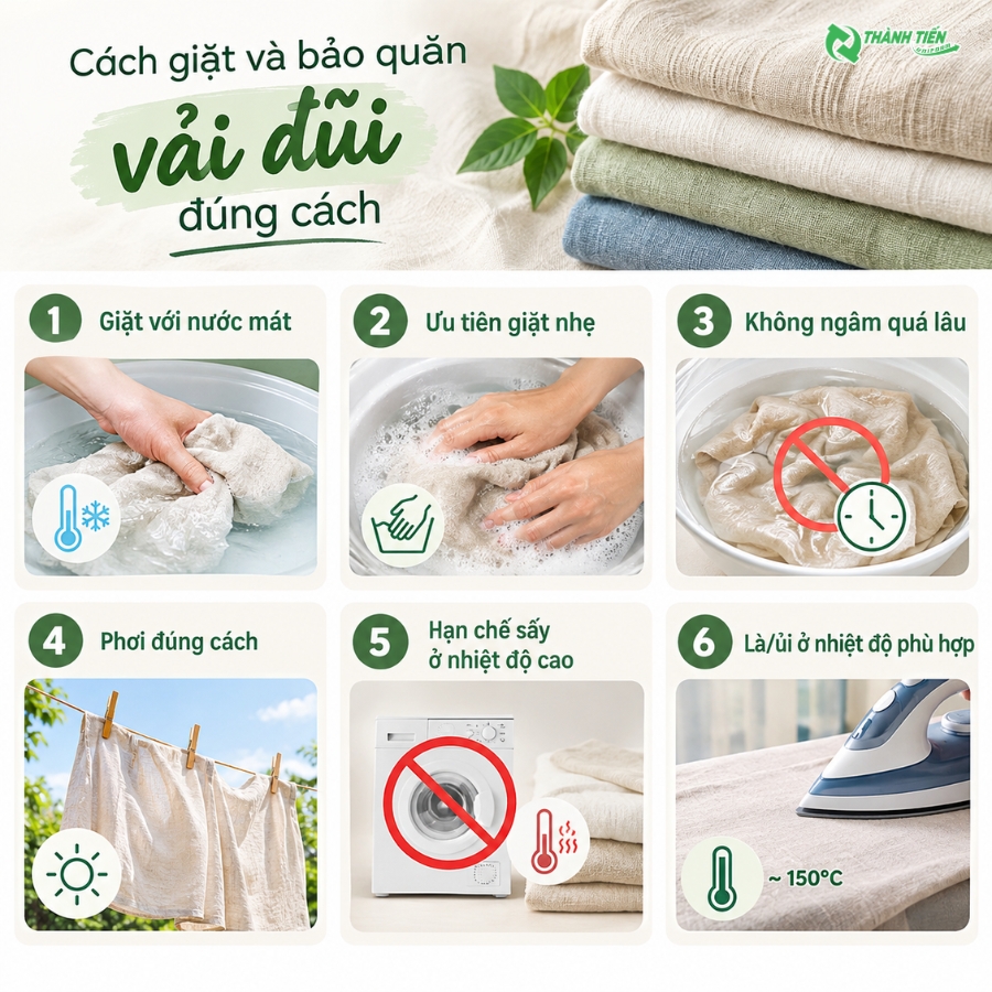 cách giặt và bảo quản vải đũi